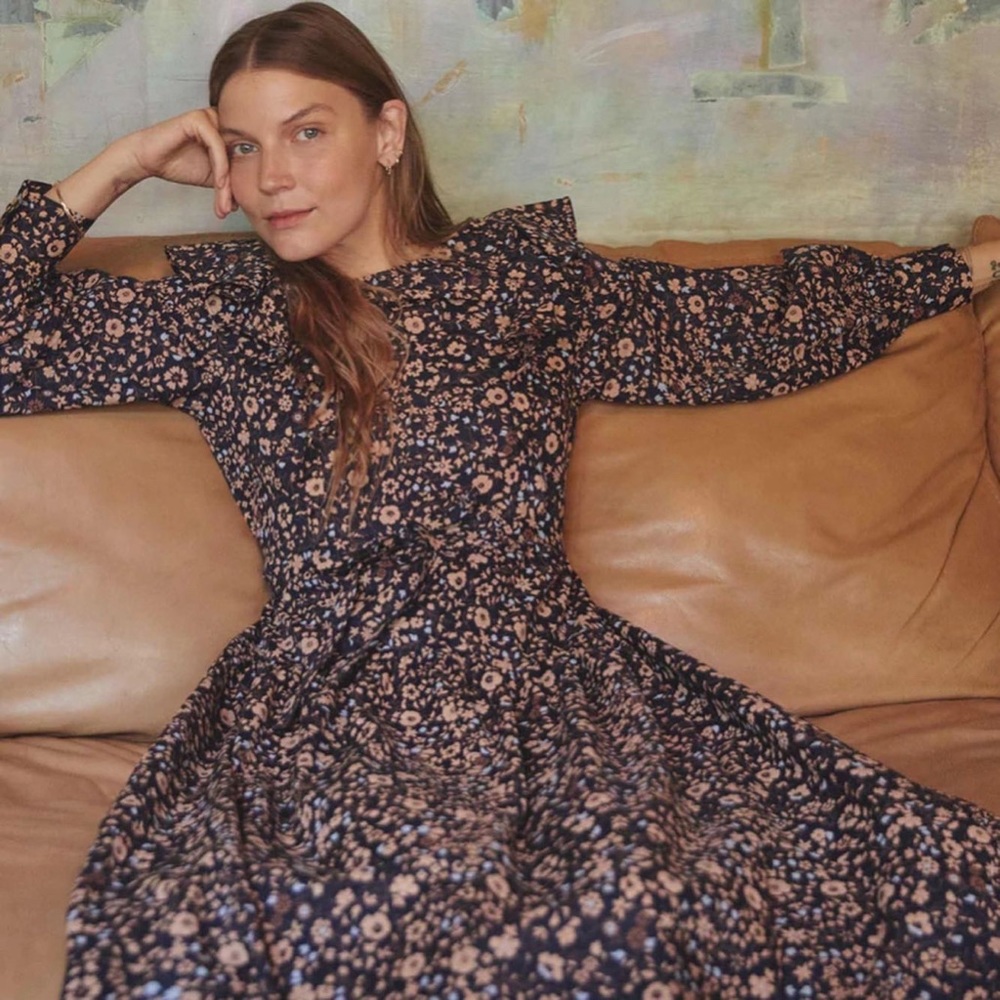 Christy Dawn Beau Maxi Dress Navy Anemone Vine NWT